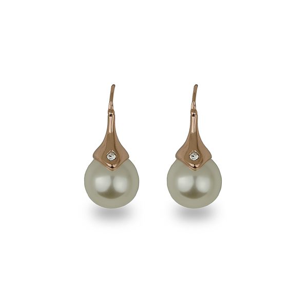 Rose Gold Plated Small Pearl Crystal Earrings