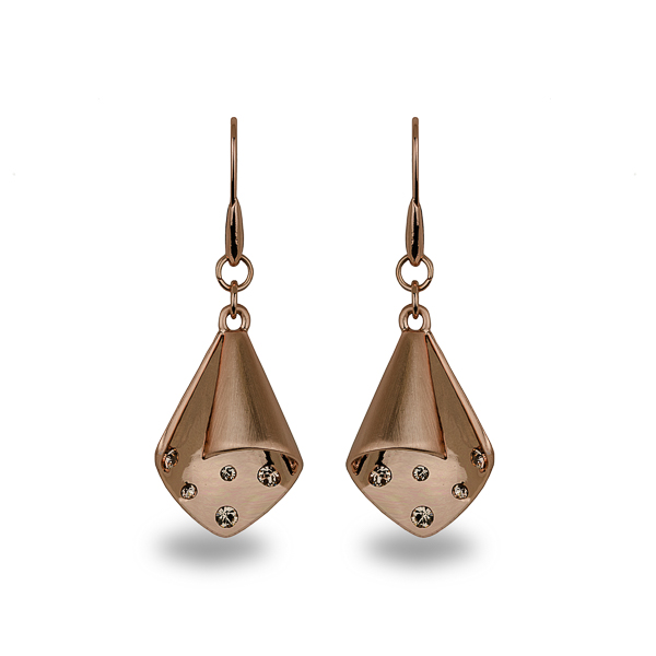 Rose Gold Plated Rolling Crystal Earrings