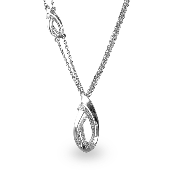 Rhodium Plated Swirl Necklace