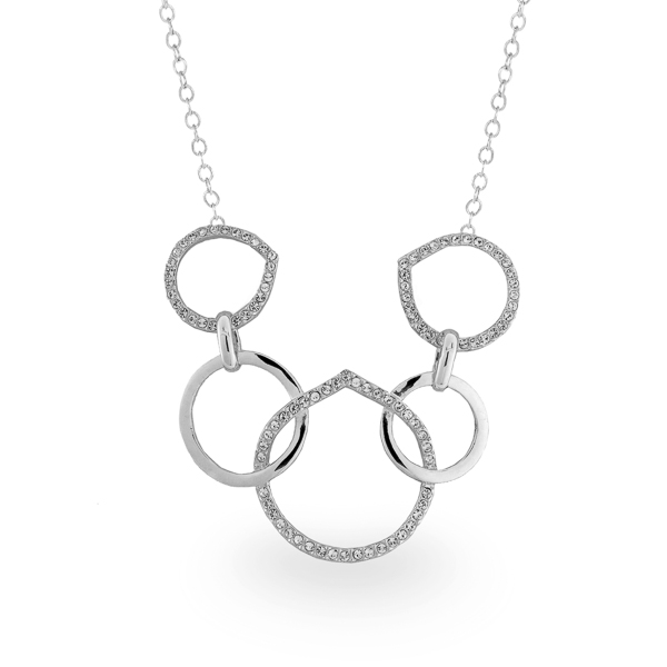 Rhodium Plated Crystal Loops Necklace