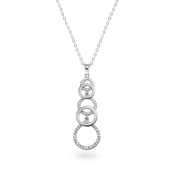 Rhodium Plated Multiple Circles Crystal Necklace