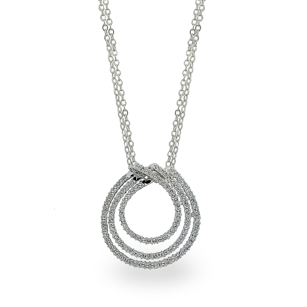 Rhodium Plated Crystal Tracks Necklace