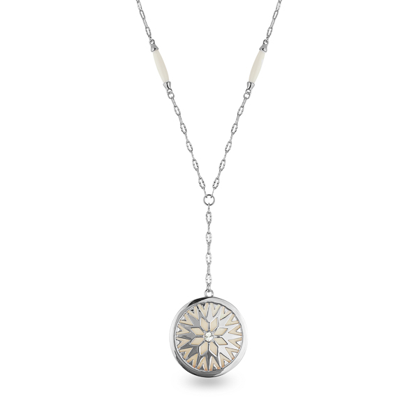 Rhodium Plated Mother of Pearl Sun Drop Necklace