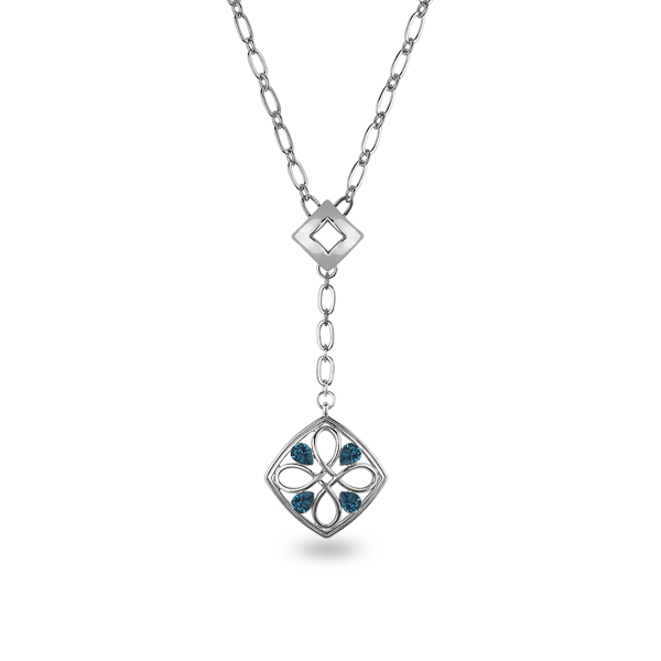 Rhodium Plated Drop Pendant Necklace