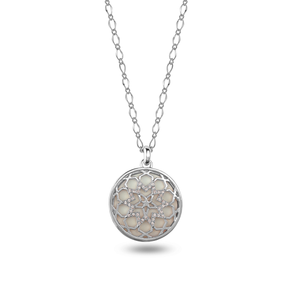 Rhodium Plated Star Filigree Crystal Necklace