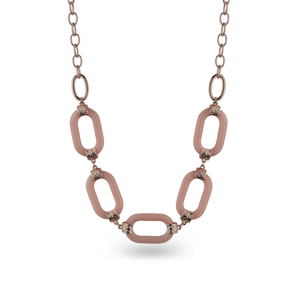 Rose Gold Plated Resin Stone Chain Link Necklace