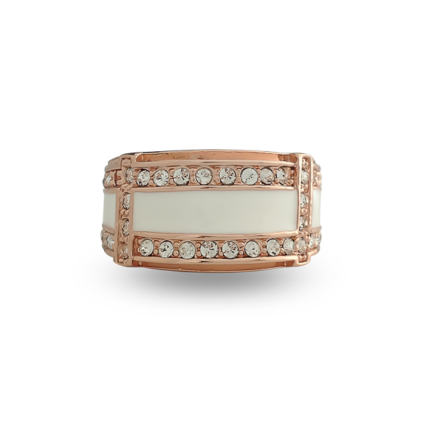 Rose Gold Plated Enamel and Crystal Ring