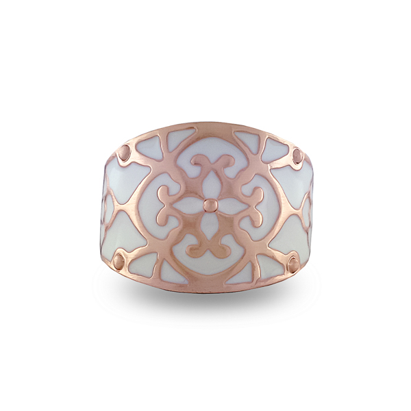 Rose Gold Plated White Enamel Ring