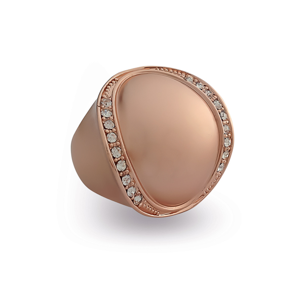 Rose Gold Plated Arched Crystal Statement Ring